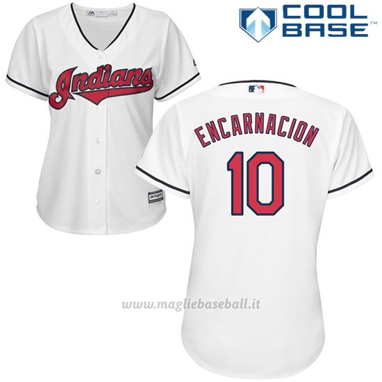 Maglia Baseball Donna Cleveland Indians 10 Edwin Encarnacion Bianco2017 Cool Base